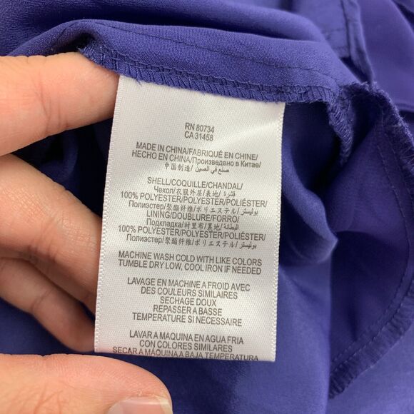 BCBGeneration Surplice Dress Womens XXS Royal Blue Cinch Waist Chiffon Sleeves - Picture 13 of 16